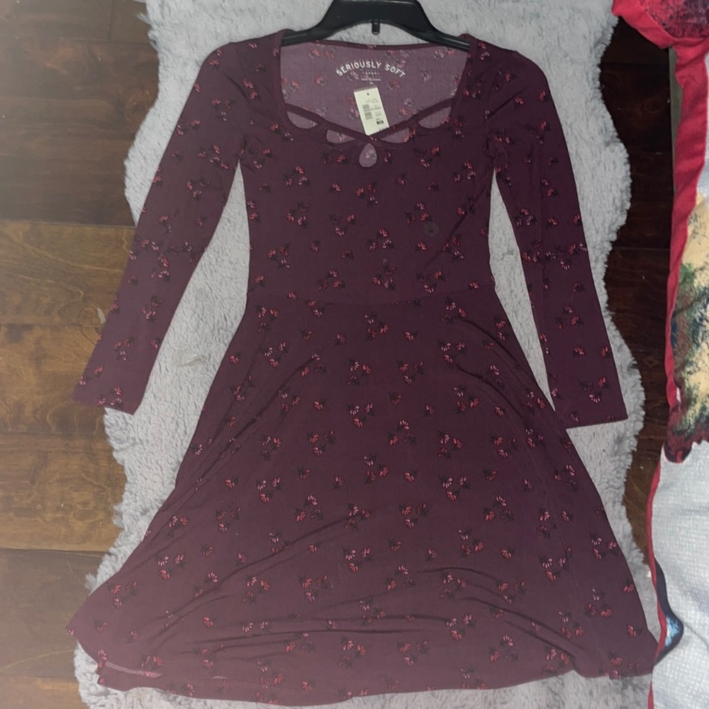Purple long sleeve flower dress